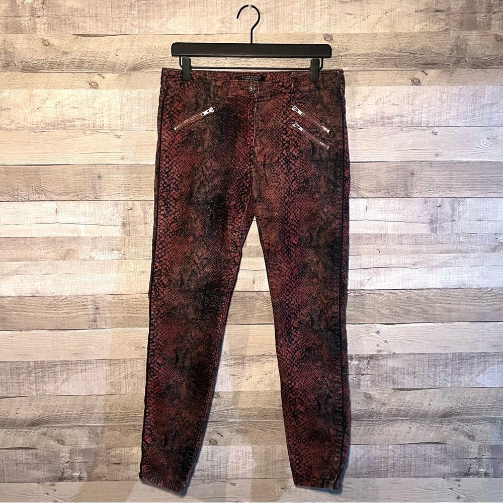 Maison Scotch & Soda Red & Black Corduroy Snake Print Skinny Pants